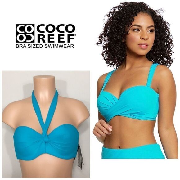 COCO REEF 5-way Bra Sized teal bikini top. 36/38C - Picture 1 of 11
